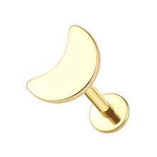 Gold Titanium 5mm Moon - Threadless 18G - 7mm Flatback Stud