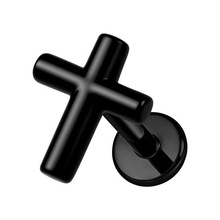 Black Titanium 6mm Cross - Threadless 18G - 7mm Post