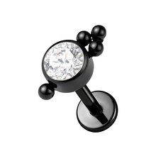 Black Titanium 3mm Premium Zirconia Ball Cluster - Threadless 18G - 7mm Post
