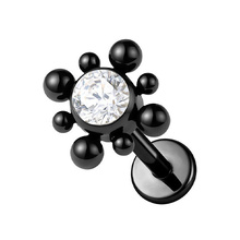Black Titanium 3mm Premium Zirconia Circle Ball Cluster - Threadless 18G - 7mm Post