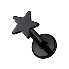 Black Titanium 3mm Star - Threadless 18G - 7mm Post