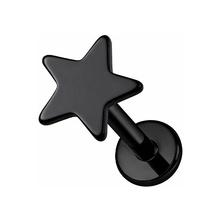 Black Titanium 4mm Star - Threadless 18G - 7mm Post