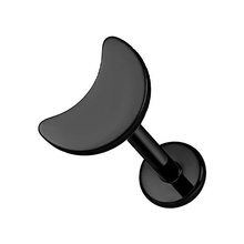 Black Titanium 3mm Moon - Threadless 18G - 7mm Flatback Stud