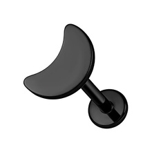 Black Titanium 5mm Moon - Threadless 18G - 7mm Flatback Stud