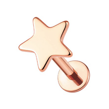 Rose Gold Titanium 3mm Star - Threadless 18G - 7mm Flatback Stud