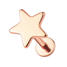 Rose Gold Titanium 5mm Star - Threadless 18G - 7mm Flatback Stud