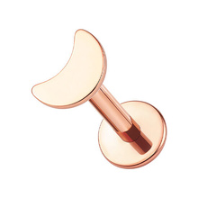 Rose Gold Titanium 3mm Moon - Threadless 18G - 7mm Flatback Stud