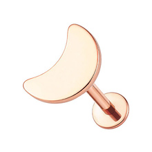 Rose Gold Titanium 5mm Moon - Threadless 18G - 7mm Flatback Stud
