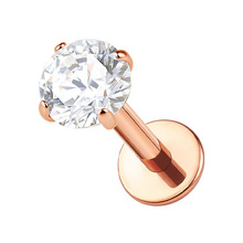 Rose Gold Titanium 2.5mm Round Premium Zirconia - Threadless 18G - 7mm Flatback Stud