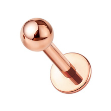 Rose Gold Titanium 2mm Ball - Threadless 18G - 7mm Flatback Stud