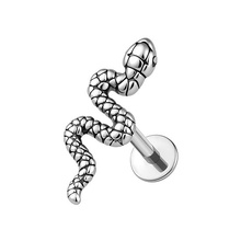 Titanium 12mm Snake - Threadless 18G - 7mm Flatback Stud