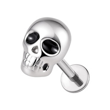 Titanium 6.5mm Skull - Threadless 18G - 7mm Flatback Stud