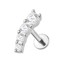 Titanium 8mm Premium Zirconia Ear Piece Left Ear - Threadless 18G - 7mm Flatback Stud
