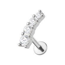 Titanium 8mm Premium Zirconia Ear Piece Right Ear - Threadless 18G - 7mm Flatback Stud