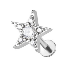 Titanium 7mm Premium Zirconia Star - Threadless 18G - 7mm Flatback Stud