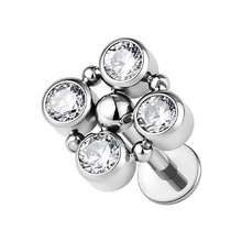 Titanium Premium Crystal Bezel Cluster Design - Threadless 18G - 7mm Flatback Stud