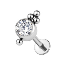 Titanium Premium Zirconia 5mm Ball Cluster - Threadless 18G - 7mm Flatback Stud