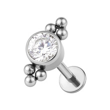 Titanium 5mm Premium Zirconia Ball Triangle Cluster - Threadless 18G - 7mm Flatback Stud