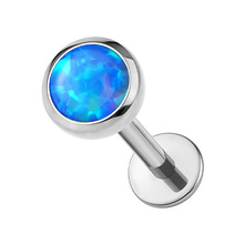 Titanium Lab Created 3mm Sapphire Black Opal - Threadless 18G - 7mm Flatback Stud