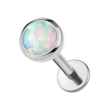 Titanium Lab Created 3mm White Opal - Threadless 18G - 7mm Flatback Stud
