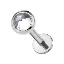 Titanium 2.5mm Pointed Premium Zirconia - Threadless 18G - 7mm Flatback Stud