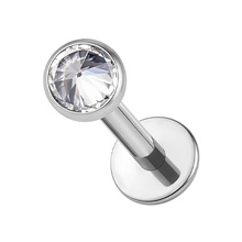 Titanium 2mm Pointed Premium Zirconia - Threadless 18G - 7mm Flatback Stud