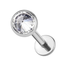 Titanium 3mm Pointed Premium Zirconia - Threadless 18G - 7mm Flatback Stud