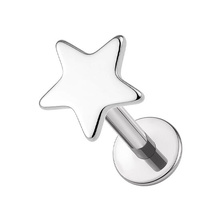 Titanium 4mm Star - Threadless 18G - 7mm Flatback Stud
