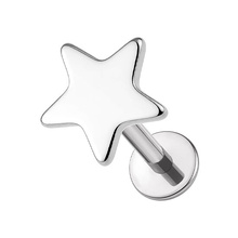 Titanium 5mm Star - Threadless 18G - 7mm Flatback Stud