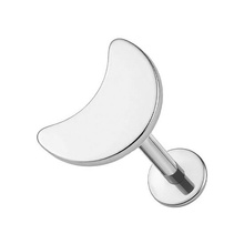 Titanium 5mm Moon - Threadless 18G - 7mm Flatback Stud