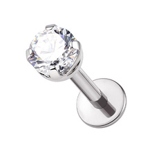 Titanium 3mm Premium Zirconia Clawset - Threadless 18G - 7mm Flatback Stud