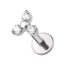 Titanium 2.5mm Premium Zirconia Trinity - Threadless 18G - 7mm Flatback Stud