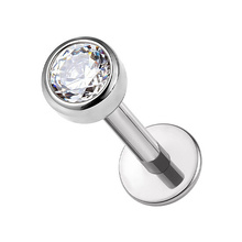 Titanium 3mm Premium Zirconia Cubic Disc - Threadless 18G - 7mm Flatback Stud