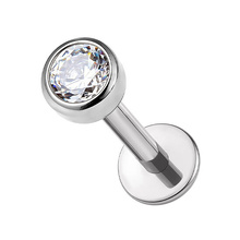 Titanium 4mm Premium Zirconia  Cubic Disc - Threadless 18G - 7mm Flatback Stud