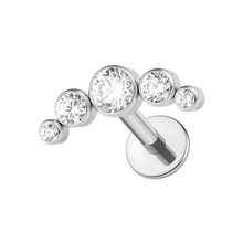  Titanium Half Moon Cubic Zirconia - Threadless 18G - 7mm Flatback Stud 