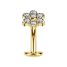 Gold Titanium Flower Cubic Zirconia - Threadless 14G - 10mm Floating Navel