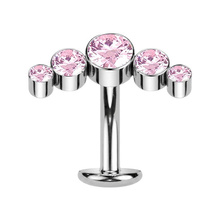  Titanium Half Moon Pink Cubic Zirconia - Threadless 14G - 10mm Floating Navel