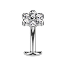  Titanium Flower Cubic Zirconia - Threadless 14G - 10mm Floating Navel