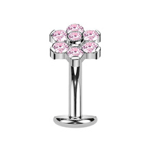  Titanium Flower Pink Cubic Zirconia - Threadless 14G - 10mm Floating Navel