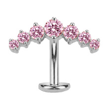  Titanium Clawset Cluster Pink Cubic Zirconia - Threadless 14G - 10mm Floating Navel