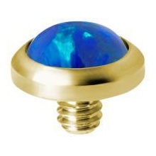 Sterilised Gold Titanium - Lab Created Sapphire Black Opal - 3mm Internal Thread Labret Attachment