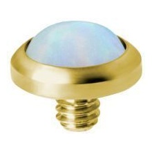 Sterilised Gold Titanium - Lab Created White Opal - 3mm Internal Thread Labret Attachment