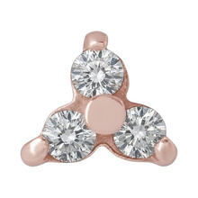 Rose Gold Steel - Premium Zirconia - Trinity - 4mm Threadless Attachment