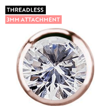 Rose Gold Titanium - Premium Zirconia - 3mm Threadless Attachment
