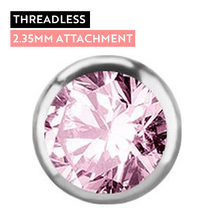 Titanium - Pink Premium Zirconia - 2.35mm Threadless Attachment