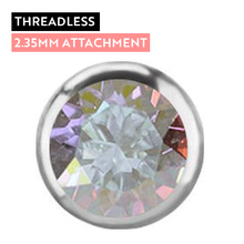 Titanium - Premium Zirconia - Aurora Borealis Premium Zirconia - 2.35mm Threadless Attachment