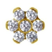 Gold Titanium - Flower - 4mm Threadless Attachment