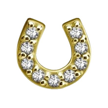 Gold Steel - Premium Zirconia Horseshoe - 6mm Threadless Attachment