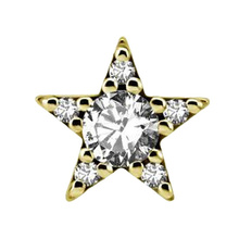 Gold Steel - Premium Zirconia - Star - 7mm Threadless Attachment