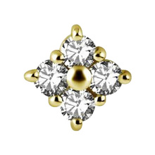 Gold Steel - Premium Zirconia - Diamond - 6mm Threadless Attachment